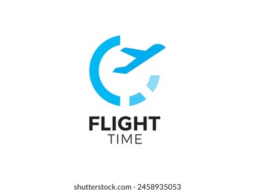 time with plane logo. clock traveling simple creative symbol icon design