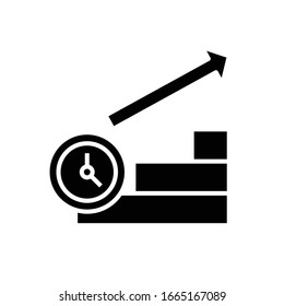 Icono negro de planificación del tiempo, ilustración conceptual, símbolo plano vectorial, signo de glifo.
