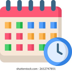 Time Planning Icon Flat Vector Illustration