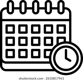 Time Planning Icon Line Vector Illustration