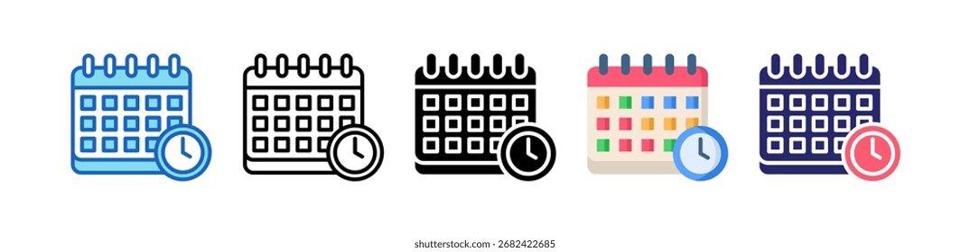 Time Planning Icon Multiple Style Set Collection.
