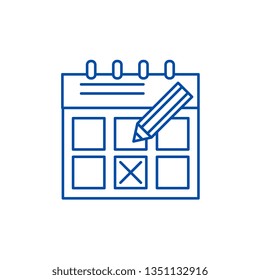 Time planning line icon concept. Time planning flat  vector symbol, sign, outline illustration.