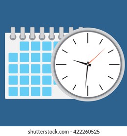 Time planning and management. Time is money and clock or  timeline and management. Business time strategy idea. Vector flat design illustration