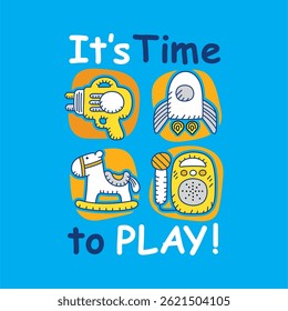 its time to play cartoon handdrawn illustration vector