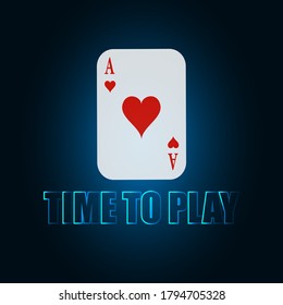 Time to play casino card vector illustration blue design