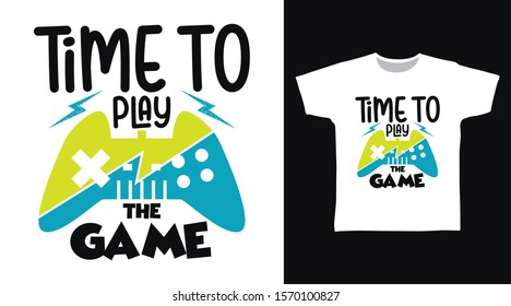 Time To Play The Game T-shirt design typography with joy stick Illustration on white background, good for poster, print and other uses.