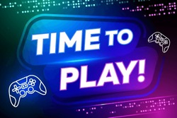 Time to play. Vector background with game controller. Design for Banners, Web Pages, Presentations.

