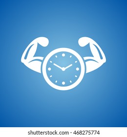 Time Power Icon on blue color.