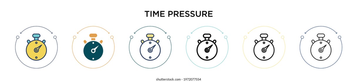 Time pressure icon in filled, thin line, outline and stroke style. Vector illustration of two colored and black time pressure vector icons designs can be used for mobile, ui, web