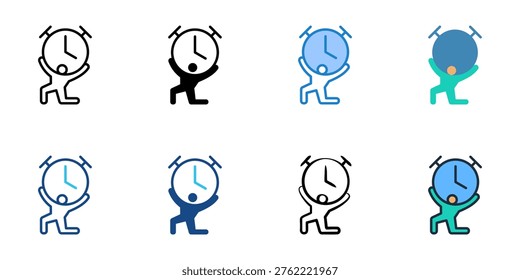 Time pressure icons set multiple style collection. Editable stroke 
