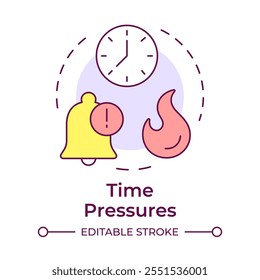 Time pressures multi color concept icon. Workflow management, deadline. Urgency, planning. Round shape line illustration. Abstract idea. Graphic design. Easy to use in infographic, presentation