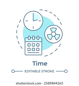 Time principle soft blue concept icon. Minimizing duration to low doze of hazard. Radiation exposure. Round shape line illustration. Abstract idea. Graphic design. Easy to use in booklet