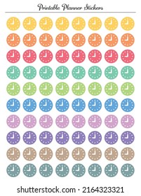 Time. Printable colored stickers for diary planner.