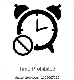 Time Prohibited and forbidden icon concept