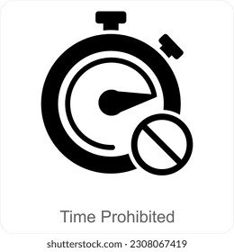 Time Prohibited and time icon concept