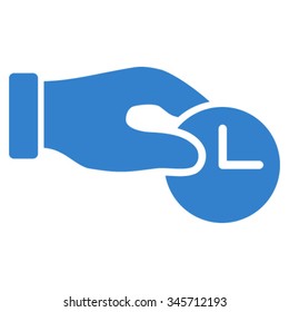 Time Properties vector icon. Style is flat symbol, cobalt color, rounded angles, white background.