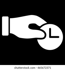 Time Properties vector icon. Style is flat symbol, white color, rounded angles, black background.