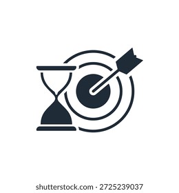 Time and purpose. Quick achievement of the goal. Vector icon illustration isolated on white background.