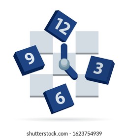 Time. Puzzle shape watch isometric vector illustration. Abstract watch face. Time management metaphor. Part of set.