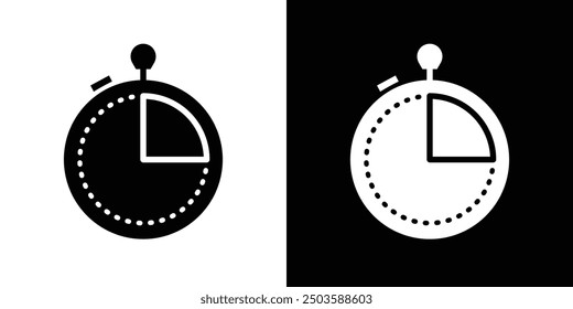 Time quarter past icon Flat vector set outline