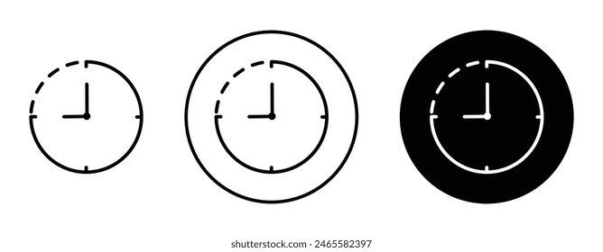 Icono de Trimestre de tiempo pasado establecido. 15 minutos de tiempo y 3 PM Vector de señales.