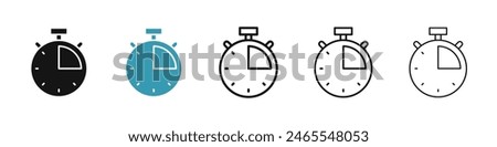 Time quarter past icon set. 15 min time vector icon. 3 pm symbol for UI designs.