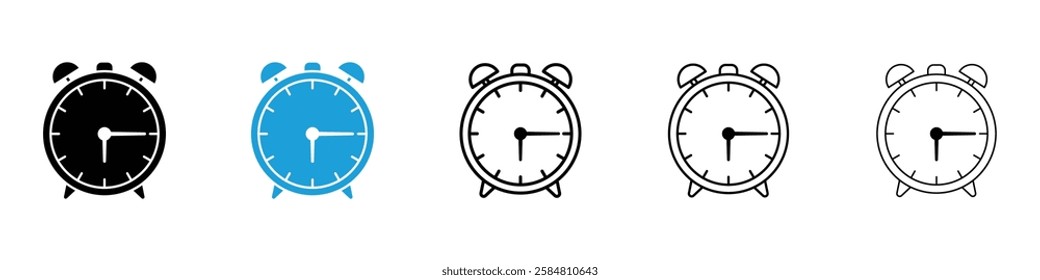 Time quarter past icons collection vectors in black and blue