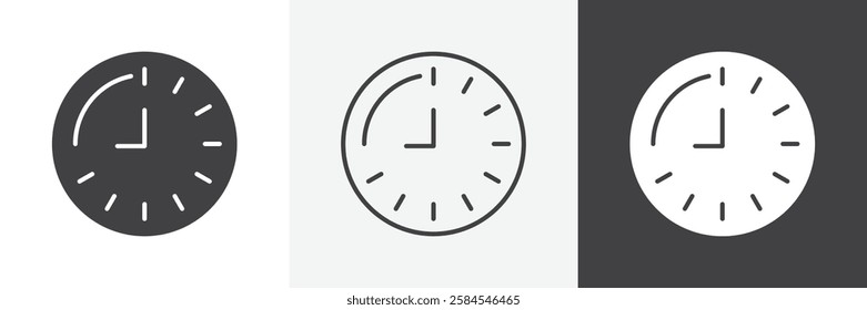 Time quarter past icons graphics pack vectors.