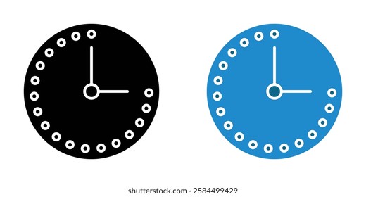 Time quarter past icons pack in black and colored version