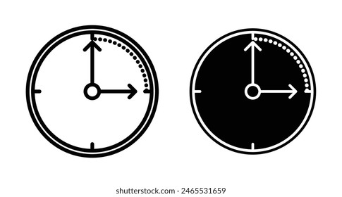 Time quarter past line icon set. 15 min time symbol. 3 pm line icon suitable for apps and websites UI designs.