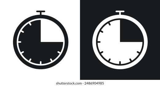 Icono de Vector pasado trimestre de tiempo establecido en color blanco y negro sólido