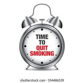 Time To Quit Smoking On Retro Alarm Clock, Vector Illustration