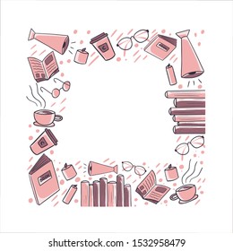 Time to read.   Concept with book icons. Doodle design. Vector illustration. Enjoy reading vector concept illustration, can be used for landing page, web, app intro card, editorial, flyer, and banner.