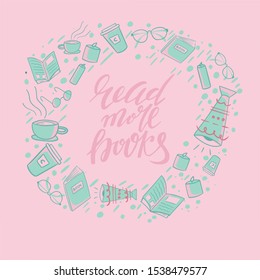 Time to read.   Concept with book icons. Doodle design. Vector illustration. Enjoy reading vector concept illustration, can be used for landing page, web, app intro card, editorial, flyer, and banner.