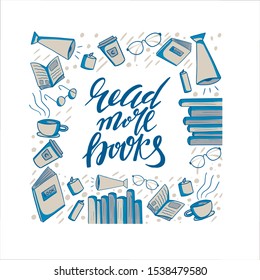 Time to read.   Concept with book icons. Doodle design. Vector illustration. Enjoy reading vector concept illustration, can be used for landing page, web, app intro card, editorial, flyer, and banner.