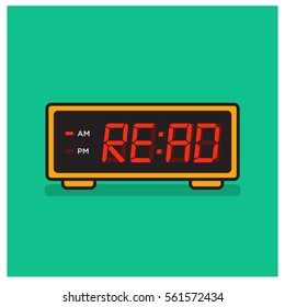 'Time to Read' written on a retro alarm clock concept (Line Art in Flat Style Vector Illustration Design)
