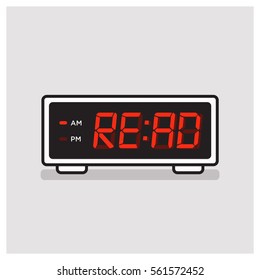 'Time to Read' written on a retro alarm clock concept (Line Art in Flat Style Vector Illustration Design)