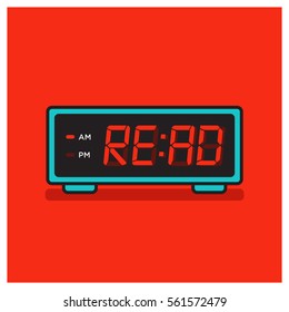 'Time to Read' written on a retro alarm clock concept (Line Art in Flat Style Vector Illustration Design)