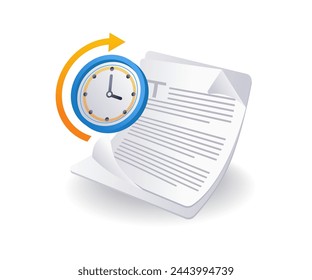 Time reading information flat isometric 3d illustration