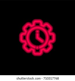 Time red glowing neon ui ux icon. Glowing sign logo vector