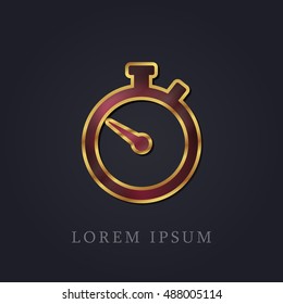 Time Red Ruby with Golden Frame Precious Jewellery Icon / Logo Design