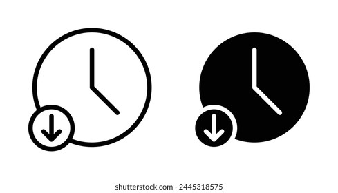 Time Reduction and Efficiency Icons. Decreasing Work Duration and Time Saving Symbols.