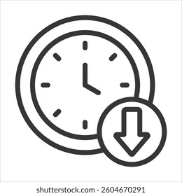 Time Reduction Outline Icon Vector Illustration