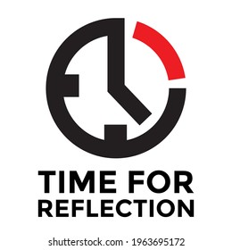 time for reflection, clock icon or symbol, vector illustration