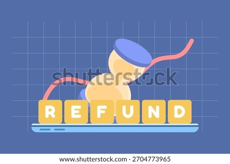 Time refund concept shown with an hourglass and a refund message on an electronic device, illustrating reimbursement and time-based return processes.
