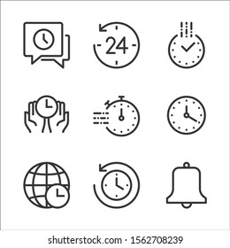 Time related bold line icon set. The set is about clock, deadline, calendar, business, management, date, 24 hours, achievement, vector, editable stroke, line, outline.