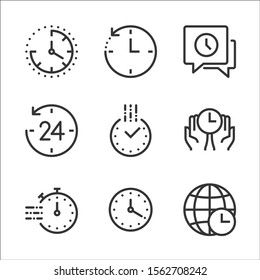 Time related bold line icon set. The set is about clock, deadline, calendar, business, management, date, 24 hours, achievement, vector, editable stroke, line, outline.