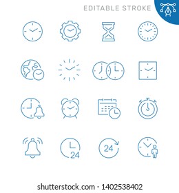 Time related icons. Editable stroke. Thin vector icon set, black and white kit