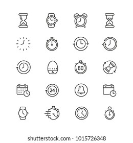 Time related icons: thin vector icon set, black and white kit