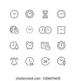 Time related icons: thin vector icon set, black and white kit